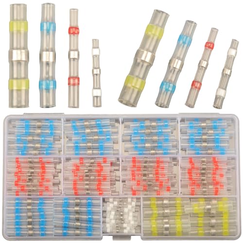 200pcs Connecteur Bout à Bout Thermorétractable, Cosses Electriques à Sertir Thermorétractables, Étanche Connecteurs de Fil à Souder Cosse Thermosoudable...