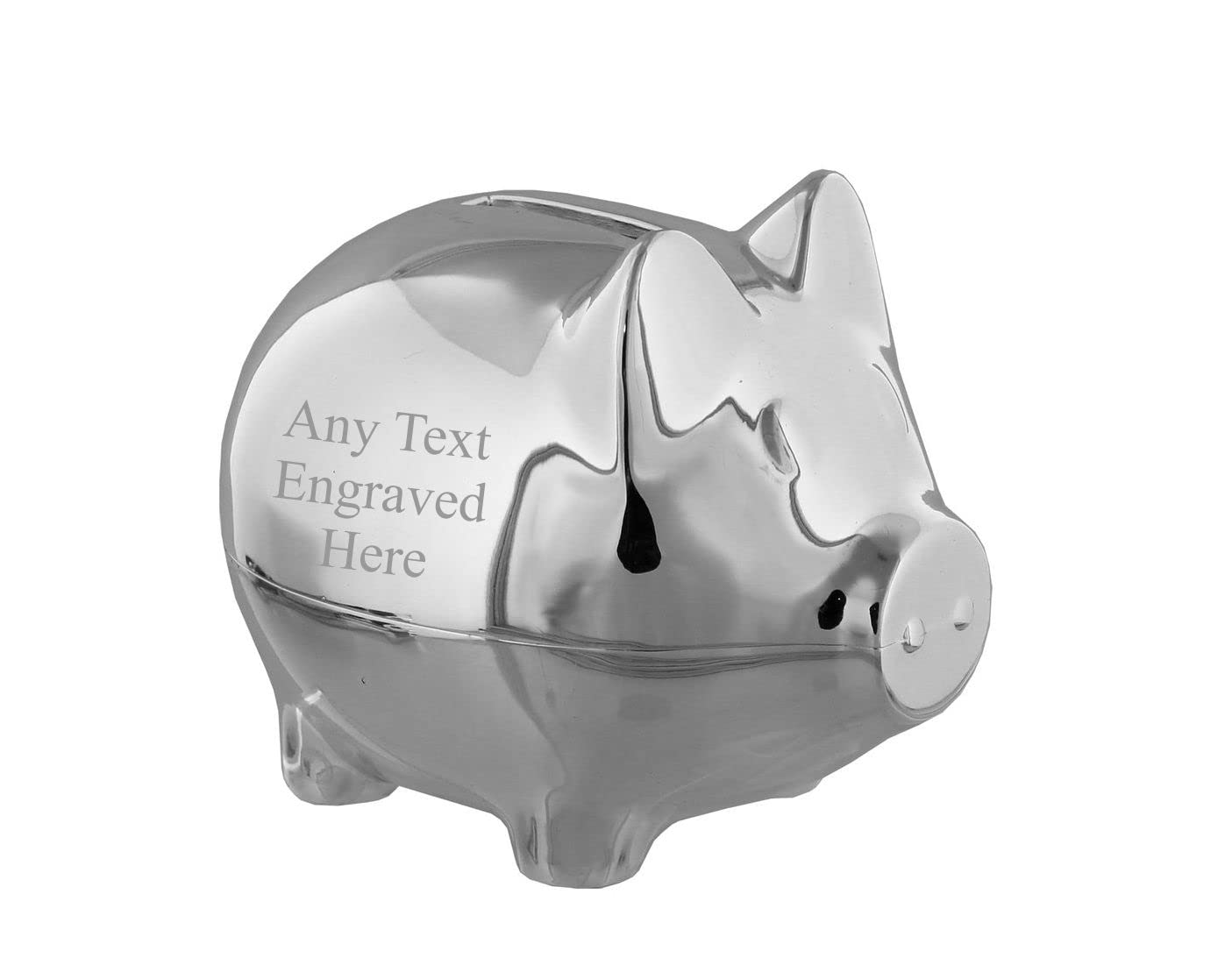 Silver [Custom] Personalised Engraved -Plated Piggy Bank Money Box Christening / Birthday / Baby Gift