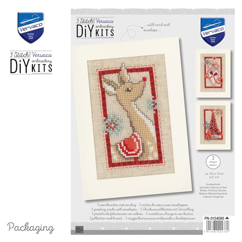 Image of Vervaco Counted Cross Stitch Greeting Card Kit Christmas (Set of 3) PN-0154080