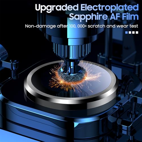 Image of Uyiton Compatible with iPhone 16 / iPhone 16 Plus Camera Lens Protector - [Not Easy to Break][Strong Adsorption][Case-Friendly] Metal Tempered Glass Rear Camera Screen Cover - Black Titanium