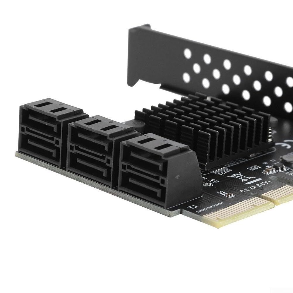 ASMedia ASM1166 - Scheda di espansione PCI-E con 6 porte SATA3.0, supporta 4 slot x 8 x 16 per Windows per sistemi Linux Synology, controller di interfaccia SSD per disco rigido senza driver