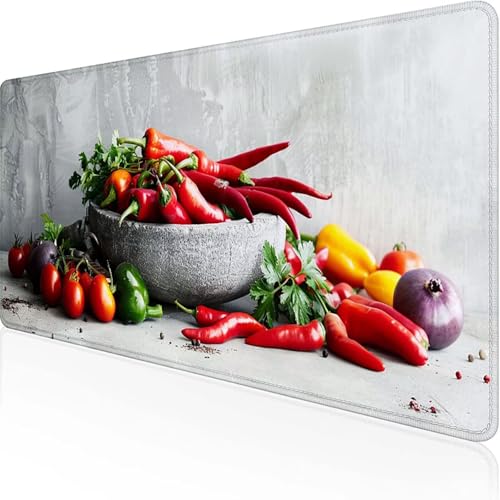 Alfombrilla Gaming Verdura Mousepad Ratón 1000x500mm Mousepad Ratón Rojo Impermeable Base de Goma Antideslizante con Bordes Cosidos Tapete Rato Alta Precisión Escritorio Para Office, Regalo N-2