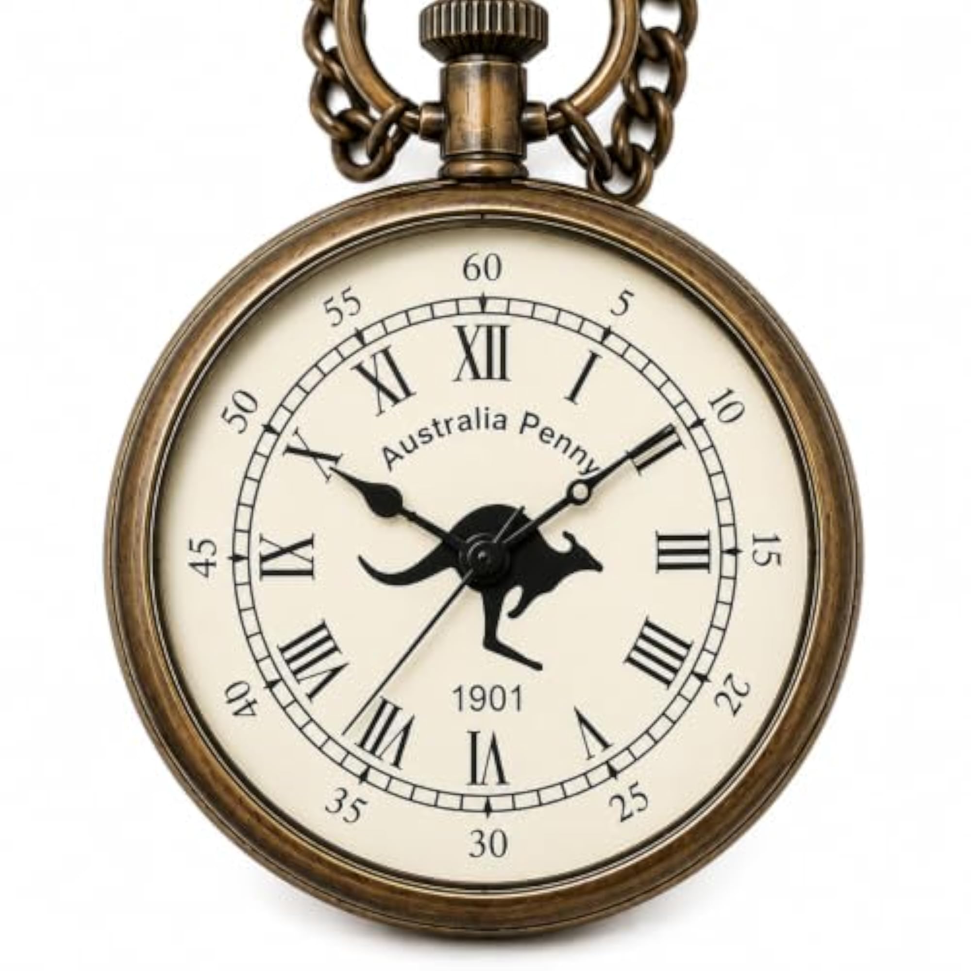 Vintage Australia Penny Pocket Watch with Chain