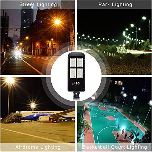 300W Solar Street Lights Outdoor Lamp, 480 LEDs 12000 Lumens, with Remote Control,Light Control, Dusk to Dawn Security Led Flood Light for Yard, Garden, Street, Basketball Court