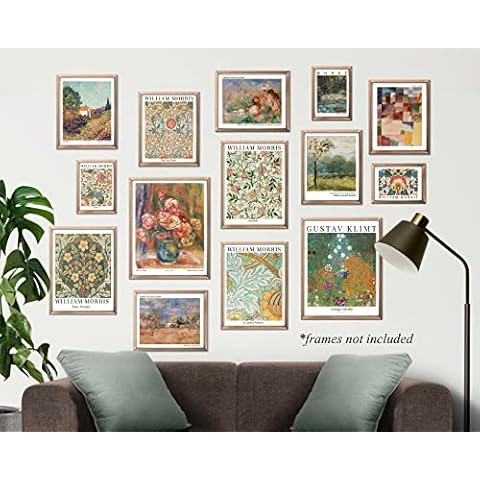 Eclectic Exhibition Gallery Wall Art - Set of 14 Posters // Vintage Home Wall Decor // William Morris Renoir Klimt Monet Pictures // Living Room Decor 14Ant1 Cover