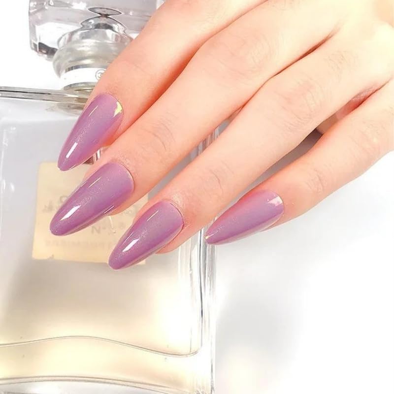Sanfe Instant Stick On Nails - Violet Chrome | 24 Reusable Artificial Fake Nail Set/Extensions | Quick, Lightweight, Salon Look, Lasts upto 3 weeks | For Festivals & Special Occasions-image-1