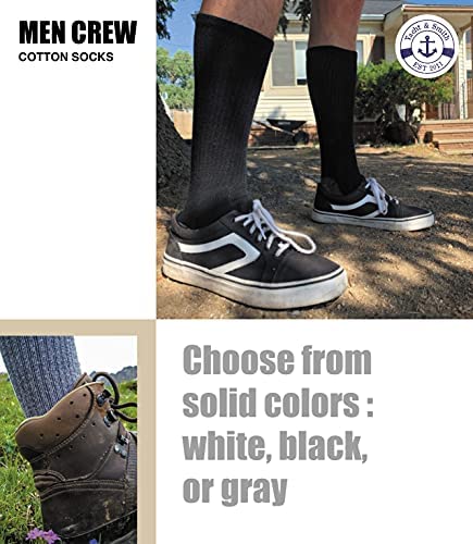 Yacht & Smith 12 Pairs Mens Cotton Crew Socks, Solid, Athletic Sports Socks, Valuepack4