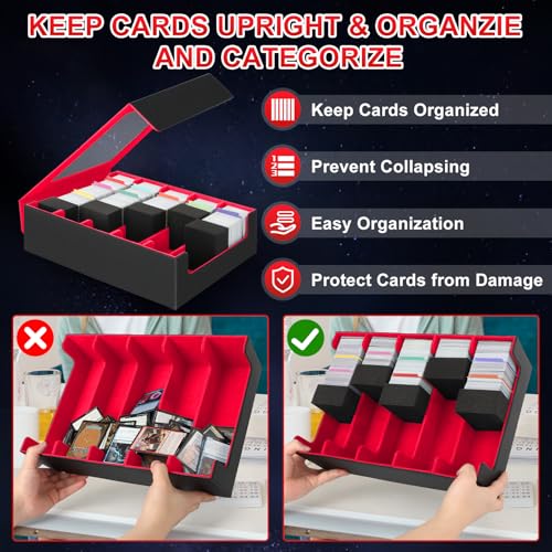 Image of AOBOPLE Trading Card Storage Box,3900+ Card Box Storage with 48 Dividers and 5 Foam Supporters PU Leather Magnetic Card Box for MTG TCG Magic and Sport Cards,Great Gift for Card Collectors