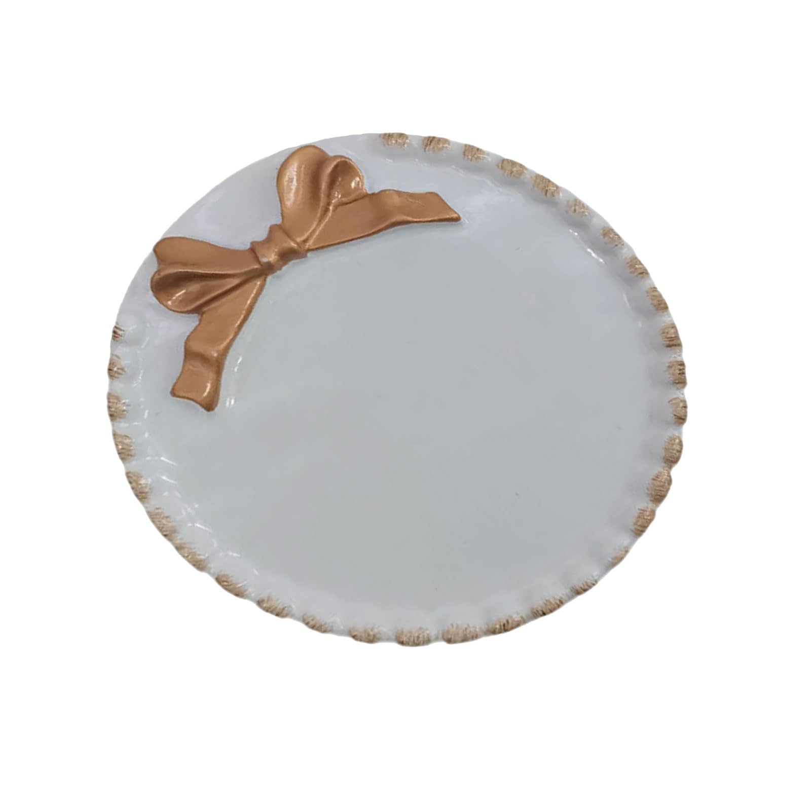 Zeiwohndc White Retro Resin Round Holder Tray For Home Decor And Easy Organization With Nonslip Base Holder Desk Tray