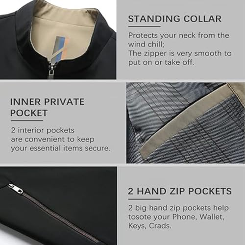 Aviationp Men's Standing Collar Zipper Casual Jacket, Mens Bomber Jacket, Chaqueta Para Hombre, 4 Pockets, Windproof3