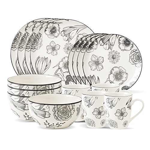 Safdie & Co. - Floral Bouquet Plates and Bowls Sets, Modern Dinnerware Set, Kitchen Dinnerware Sets, Indoor and Outdoor Plates, 16-Piece Kitchen Plates and Bowls Set with Mugs, Dishwasher Safe Safdie & Co. - Floral Bouquet Plates and Bowls Sets, Modern Dinnerware Set, Kitchen Dinnerware Sets, Indoor and Outdoor Plates, 16-Piece Kitchen Plates and Bowls Set with Mugs, Dishwasher Safe