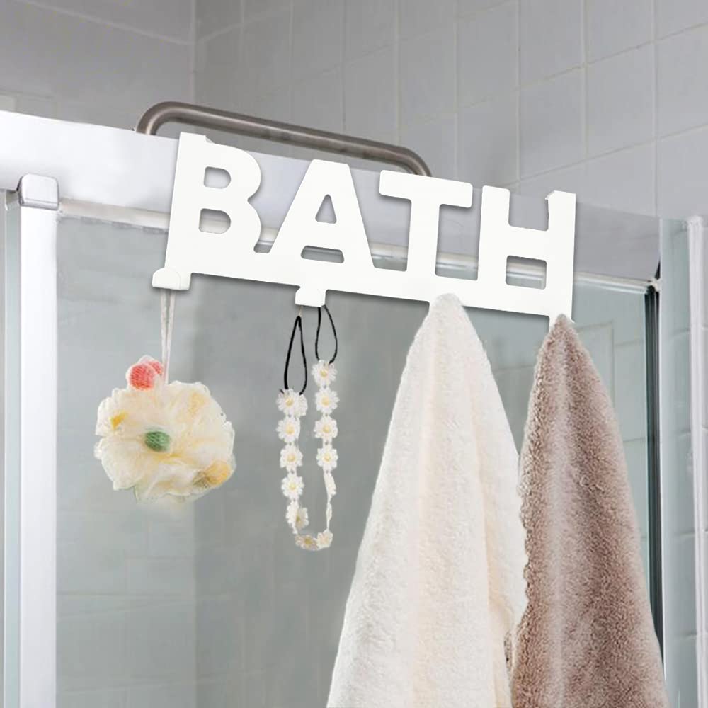 Gancho Para Puerta Con 4 Ganchos – Organizador De Metal Resistente Para Toallas, Abrigos Y Bolsos (Blanco, 32cm)