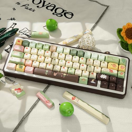 Image of PBT Keycaps Bear Forest Green Cute 149 Keys Key Cap for Cherry MX