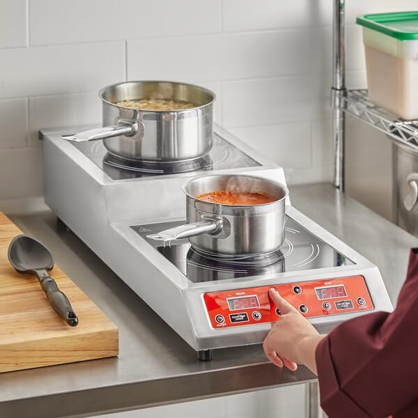 Miniatura 3 de Rango de inducción de doble encimera, acero inoxidable rojo, 3600 W, 13.3 x 29.9 x 6.3 pulgadas, control digital con temporizador, 9 niveles de