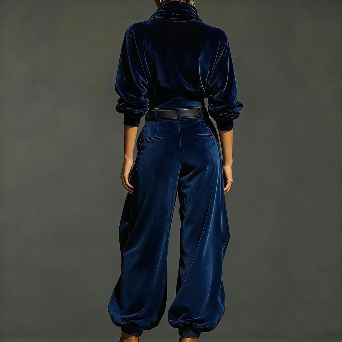 Women's 2 Piece Velour Tracksuit Hooded Long Sleeve Pullover Wide Leg Pants Velvet Sweatsuits for Women Lounge with Pockets - Image 3