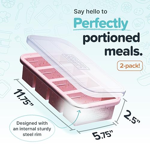 Image of Souper Cubes 1 Cup Silicone Freezer Trays with Lids, Sprinkles, 2-Pack | 100% Platinum-Cured Soup Cubes, Oven and Microwave Safe, Perfect for Freezing Soup, Rice, Protein, Grains and More