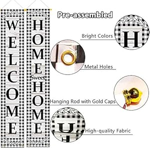 Welcomehomesweethomeporchsignblackwhitebuffaloplaidcheckhangingdoorbannerfarmhouseoutdoorholidaydecoration Urban Country Home Decor Welcome home sweet home porch sign black white buffalo plaid check hanging door banner farmhouse outdoor holiday decoration urban country home decor