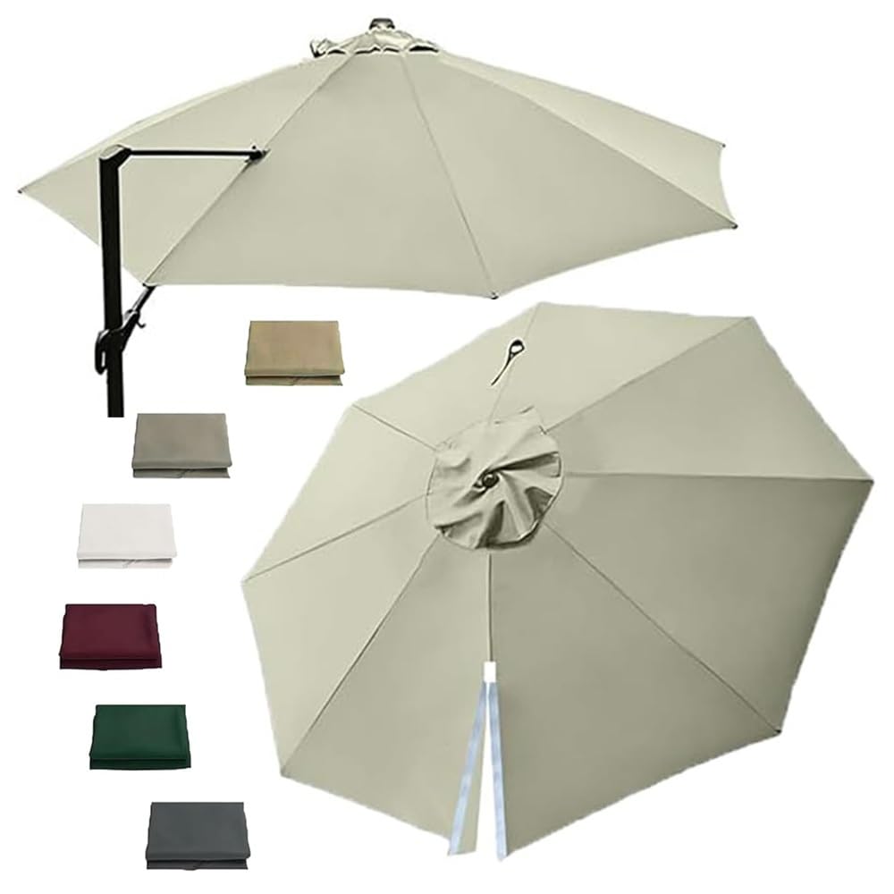 10/11/11.5ft Cantilever Parasol Replacement Canopy Round, Outdoor Offset Umbrella Top Cover, Parasol Canopy Cover For Patio(Taupe,350cm/11.5ft)