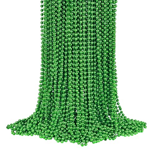 72 PCS St. Patricks Day Beads Necklace Christmas Bead Necklaces Green Mardi Gras Beads 33 Inch Green Bead Necklaces for Mardi Gras St. Patricks Day Day Christmas Festive Events Party Favors