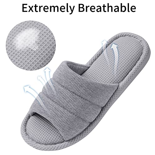 Image of shevalues Summer House Slippers for Women Men Breathable Waffle Indoor Slippers Slip-on Open Toe Home Shoes