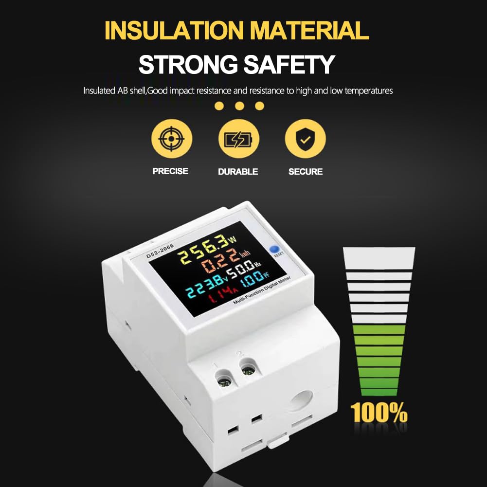 Contatore Energia Elettrica AC40-300V 100A Multifunzione 6 in 1 Digitale Amperometro Voltmetro Guida DIN Monofase 230V
