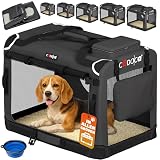 CADOCA® Hundebox faltbar Transportbox L 70x52x50cm robust atmungsaktiv Transporttasche Auto Rückbank Haustiertransportbox Hundetragetasche Anthrazit