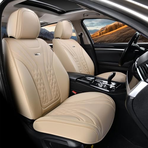 Image of Coverado Car Seat Covers, Car Seat Covers Front Seats, 2-Pack Front Seat Cover, Nappa Leather Waterproof Seat Covers, Car Seat Protectors, Automotive Seat Covers Universal Fit for Most Vehicles