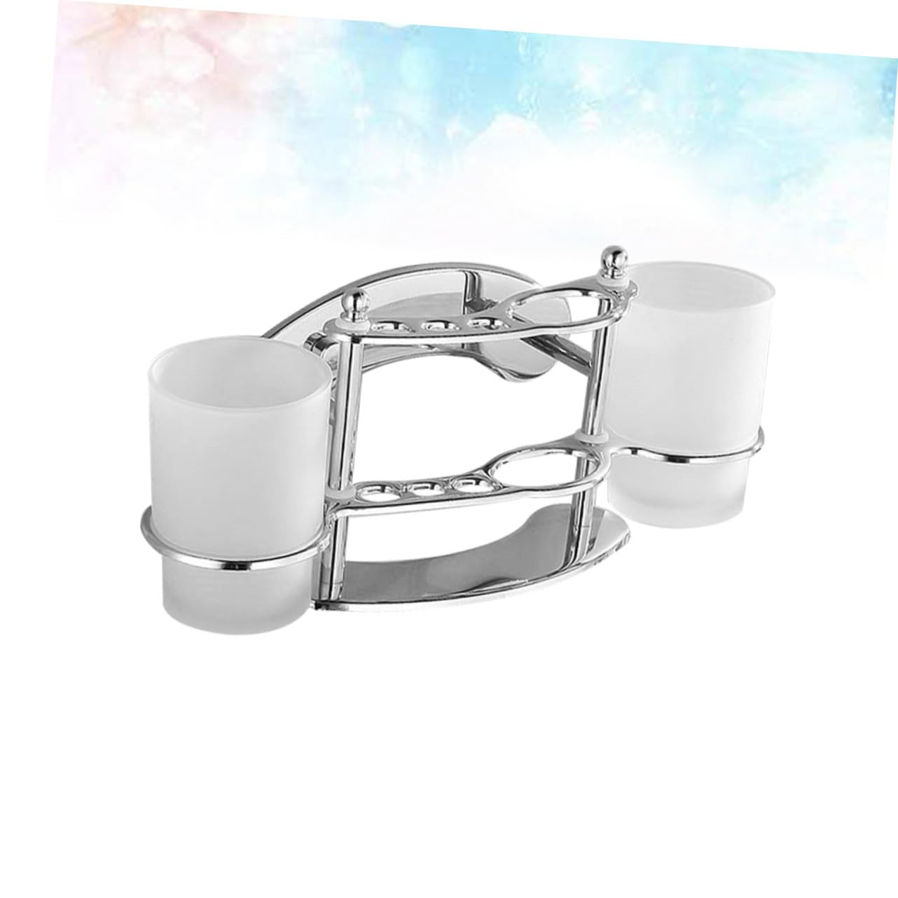 Edelstahl Zahnbürstenhalter mit Glasbecher Wandmontage Badezimmerhalterung Doppelbecher Design Rostfrei Praktisch Platzsparend Hygienisch