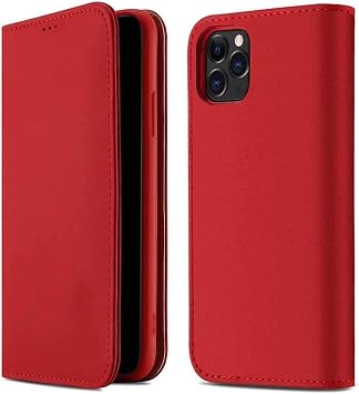 Wallet Case for Apple iPhone 11, Fully Wrapped Magnetic Flip Leather Folio Stent Function Phone Cover Purse [Card Holder] Color Red