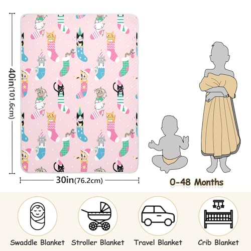 Kigai Christmas Cats Baby Blanket for Boys Girls Swaddle Blankets Soft Cozy Receiving Blanket Nursery Crib Blankets for Toddler Newborn, 30 x 40 Inch3