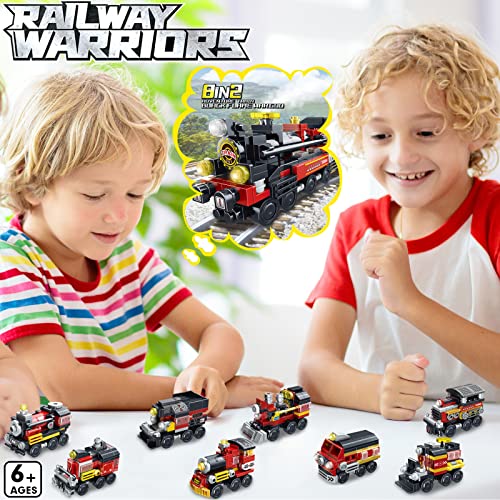Train Robot Building Block Toys For Boys Girls Aged 6-12.Kids Can Build A Steam Train Or 8 Locomotive Models Or A Robot.top Stem Toys.8In2 Construction Toys.idea Gifts For Kids(766P #TOP6