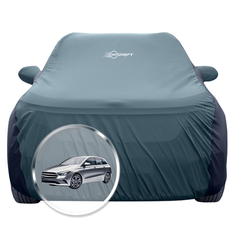Image of NEODRIFT 'SuperTech' Car Cover for Mercedes B Class (100% Water-Resistant, All Weather Protection, Tailored Fit, Multi-Layered & Breathable Fabric) (Colour: D.Green+Black)