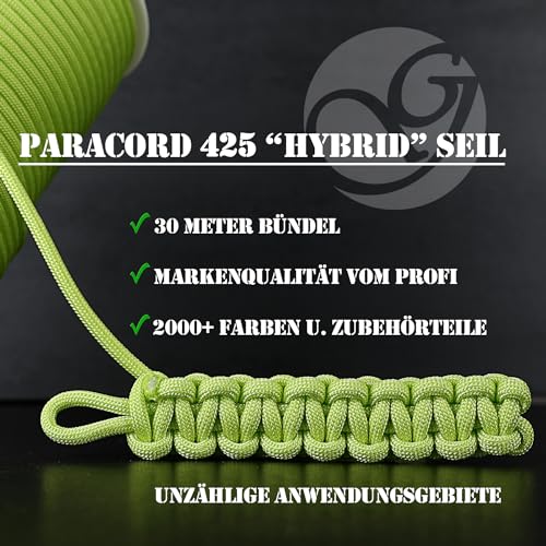 Ganzoo Paracord 425 Seil, 30 Meter - Typ 2, 3mm Ø, 4 Innenstränge, Nylon & Polyester, Mehrzweckseil Hundehalsband & Hundeleine, Allzweckseil Camping & Survival, Armband, Deutsche Marke (Sand)