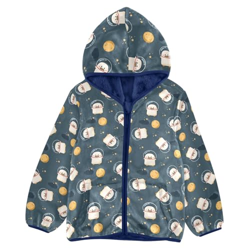 Duck in The Space Girls Fleece Jacket Girls Fall Jacket Girls Zip Up Hoodie Girls Sherpa Jacket 2-10T