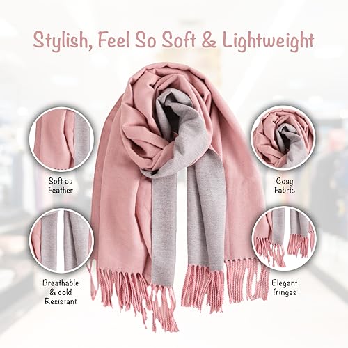 Winter Scarf for Women-Reversible Scarf with Cashmere-Like Softness 70x200cm - Warm Shawl Wrap -Pashmina Shawls Wrap3
