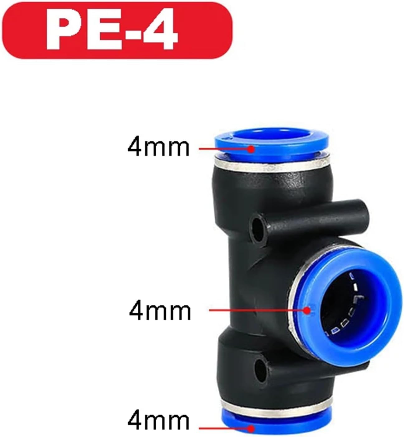 PE Connectors 4mm 6mm 8mm 10 12MM Pneumatic Fitting Quick Connect Slip Lock 3Way Plastic Hose Tube Connector 1Pcs(PE-4)
