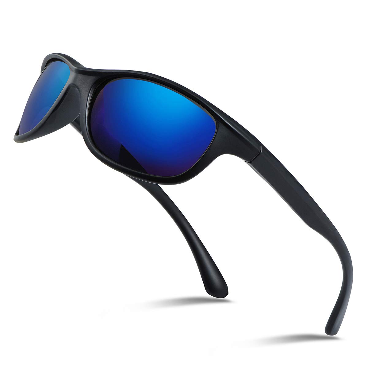 Duduma Sports Polarized Sunglasses for Men Women Baseball Running Cycling Fishing Golf Sun glasses Shades (Black Matte Frame with Blue Lens)