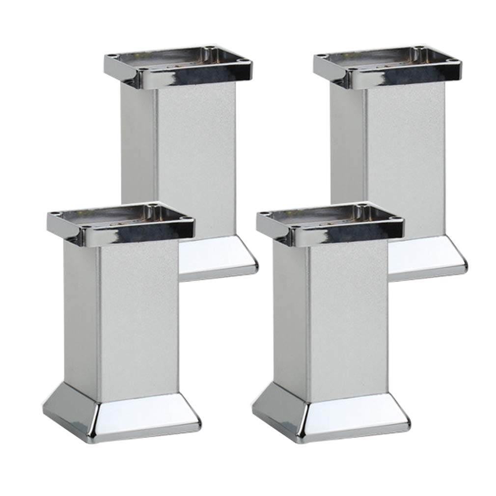 Patas de muebles en pies de aleación de aluminio para muebles cuadrados que no se oxidan, base de goma, piso protector, para sala de estar, cocina, baño, sofá, mesa de café, mueble de TV, mueble de ba