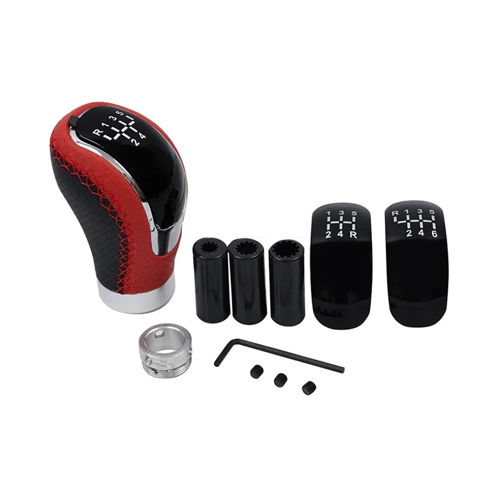 BXBDEKQGL Gear Shift knob Universal Manual 5/6 Speed Gear Shift Knob PU Cover with M8 M10 M12 Adapters for Car Shifter Lever(E)