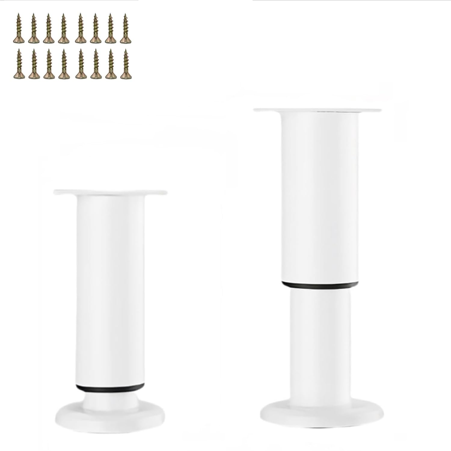 2 Pezzi Piedini per Mobili Regolabili, Gambe per Mobili 12-18cm 25-42cm, Piedini di Supporto in Metallo Bianco per Letto Rete a Doghe Divano(72-110cm/28-43in)