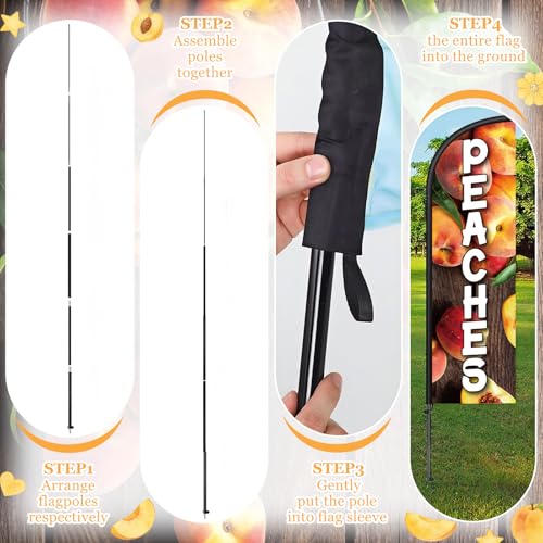 Image of Remagr 2 Pack Peaches Feather Flag 7 ft Advertising Swooper Flag Sign Windless Peaches Feather Banner with Pole Kit and Ground Stake for Business Outside Farm Fruit Retailers Shops