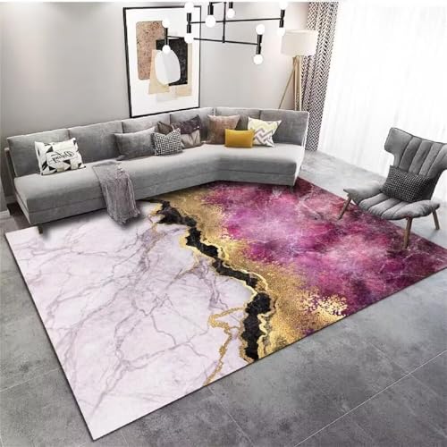 Tapis abstrait gris jaune et violet 120x160cm multicolore grand format