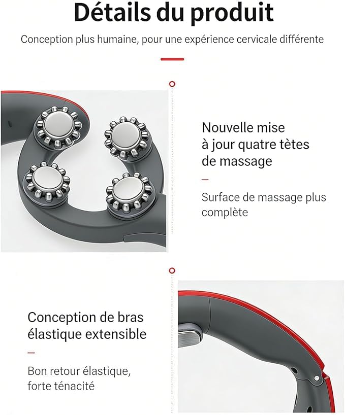 NeuroNeck Pro Solution 11 En 1 Pour La Nuque, Neuronek Pro Cervicales 6 Têtes 9 Niveaux D'intensité, Ultra-léger Chaleur Constante À 42 °C, Pour Une Utilisation À Domicile (#A)