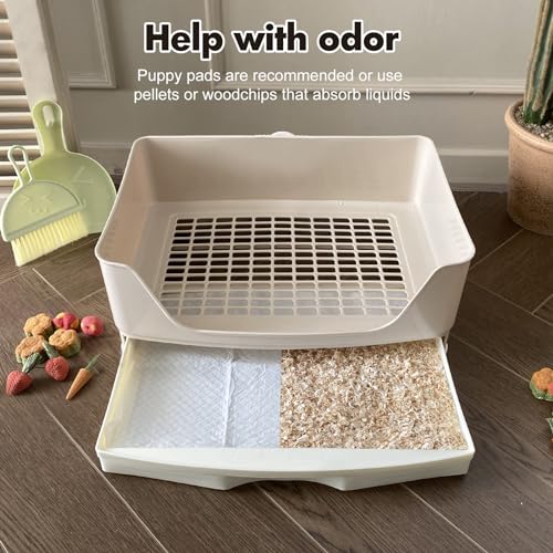 Image of Large Rabbit Litter Box Bunny Potty Training Corner Litter Pan with Drawer Comes with Liners Rabbit Pee Pads, Small Animal Bedding Toilet for Adult Guinea Pig, Ferret, Hamster, Bunnies