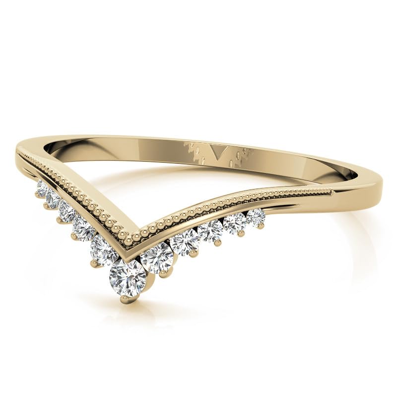 0.20 CT V-Shaped Round Cut Moissanite Diamond D Color Prong Setting Stackable Wedding Band In Gold And 925 Sterling Silver Ring For Women Engagement & Anniversary Band Ring For Her Or Mothers Day Ring4