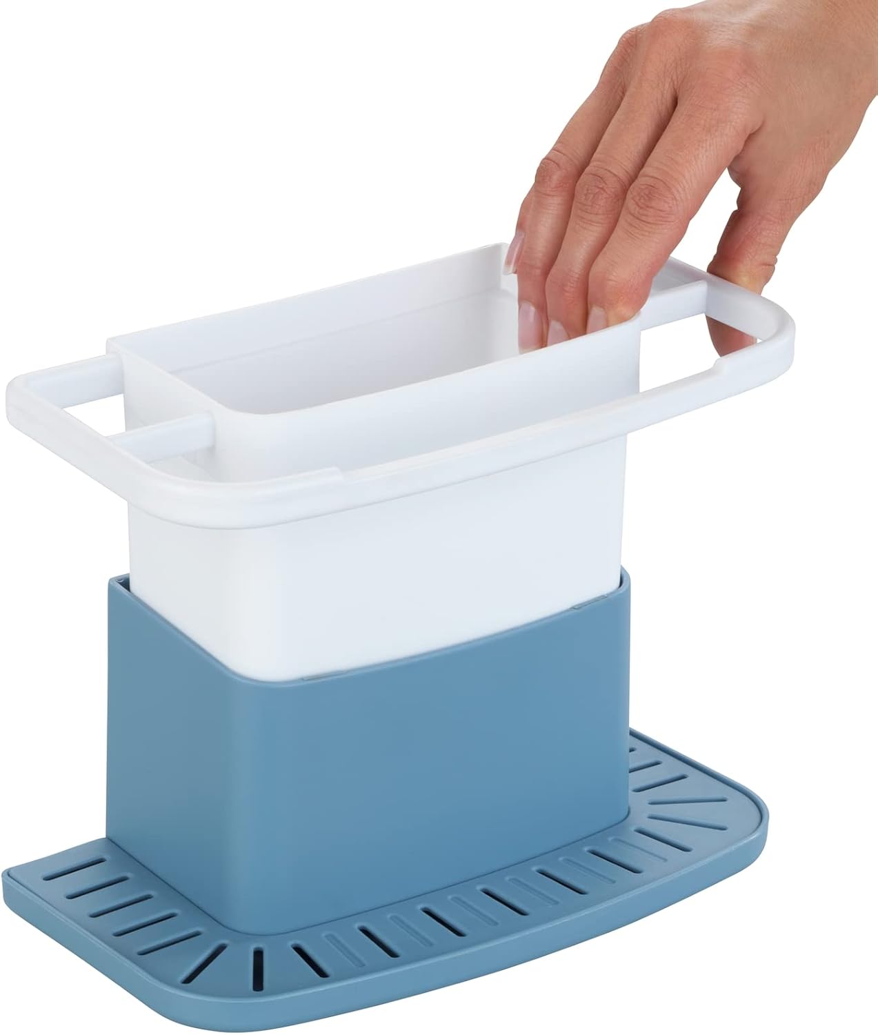 Wenko Cosmo Organiser Blue Sink Drainer Caddy, Polypropylene, (B x H x T) 21 x 11 x 11 cm