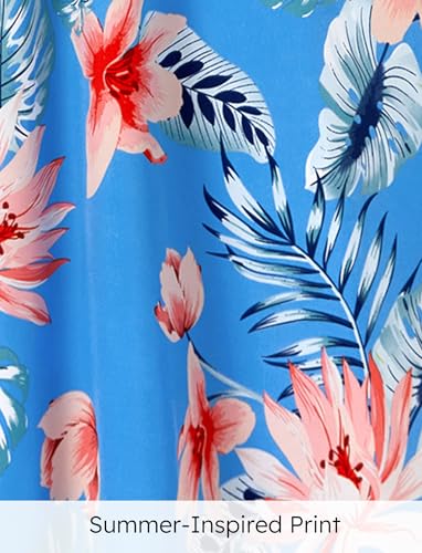 Image of PATPAT Family Matching Outfits Mommy and Me Dresses Hawaiian Tropical Vacation Beach Spaghetti Strap Dress and Shirt