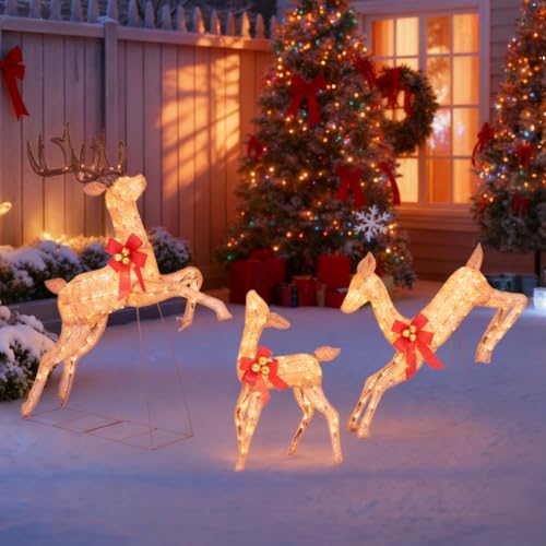 SOARS 3er Set LED Rentier Familie Outdoor, Weihnachtsdeko mit 255...