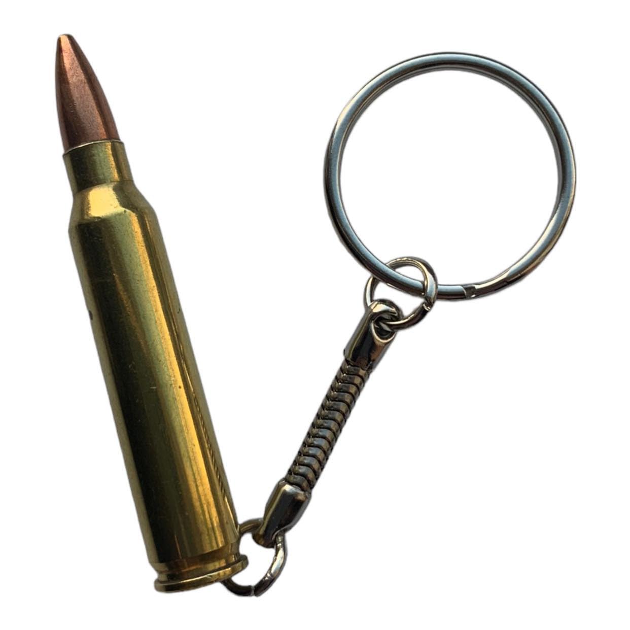 GREENZONE Custom-made Bullet Keyring - Novelty Gold Fashion Accessory for Fancy Dress Costume Rock & Roll Gothic Army Steam Punk Black Metal Goth Punk Emo (5.56)