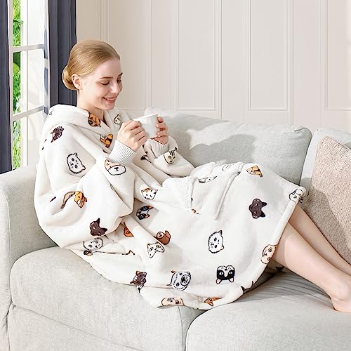 Touchat Oversized Sherpa Fleece Wearable Blanket Hoodie — view 4